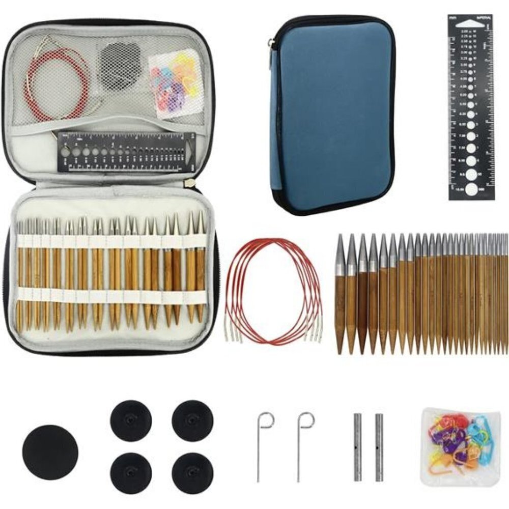 13 Pairs of Bamboo Stainless Steel Round Interchangeable Circle Knitting